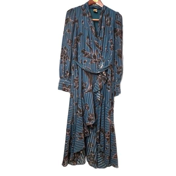 Taylor V-neck long sleeve tie waist floral burnout chiffon dress : Size :10 - Picture 3 of 5